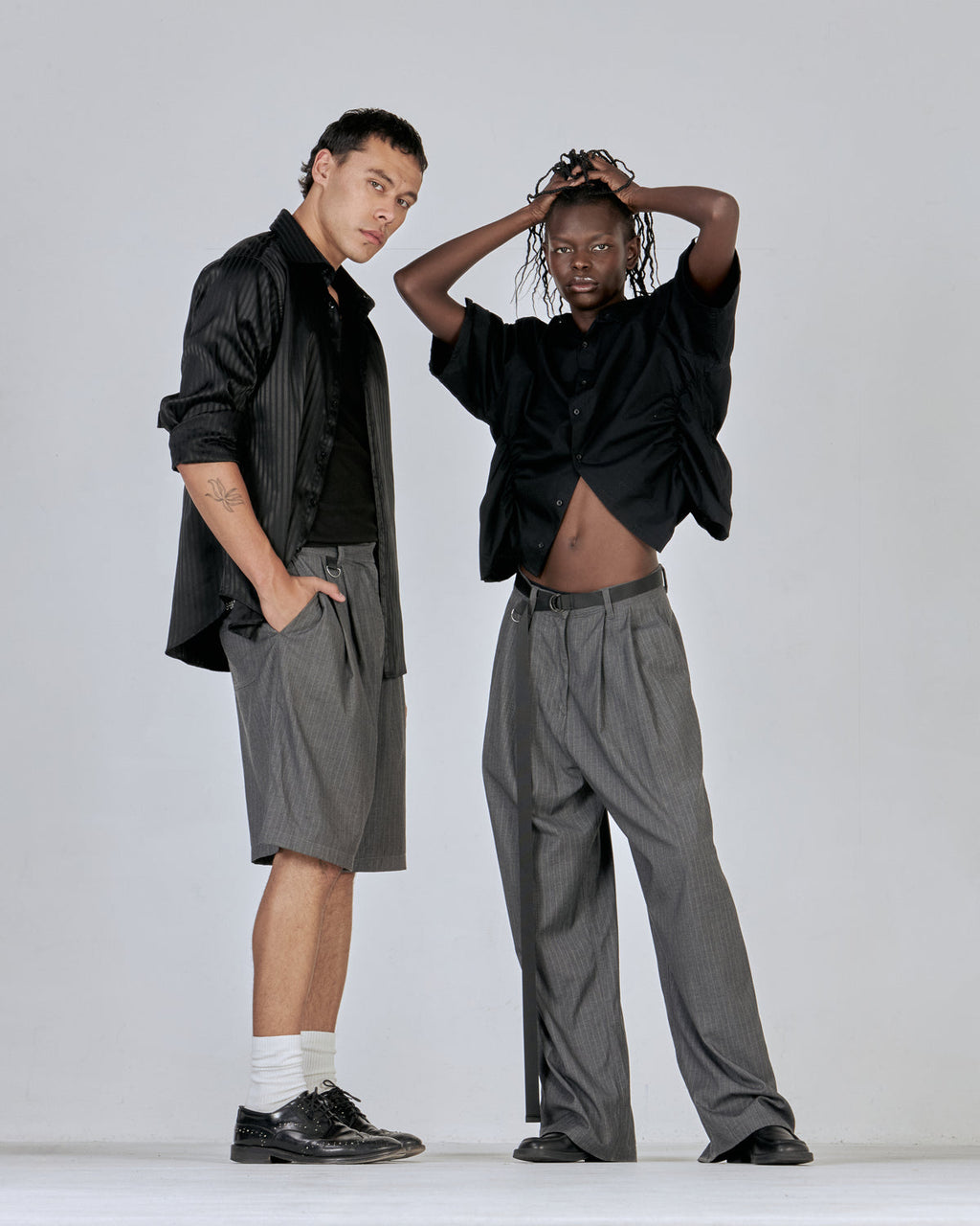 ESS BEE Pinstripe Suit Short (Grey)
