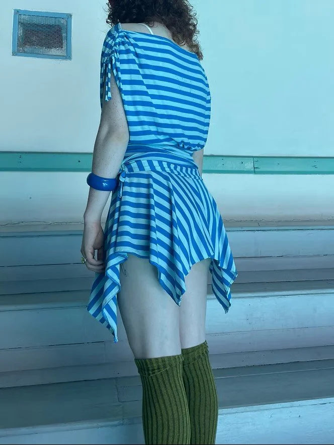 Clauds Powderblue Stripe Skirt (S)
