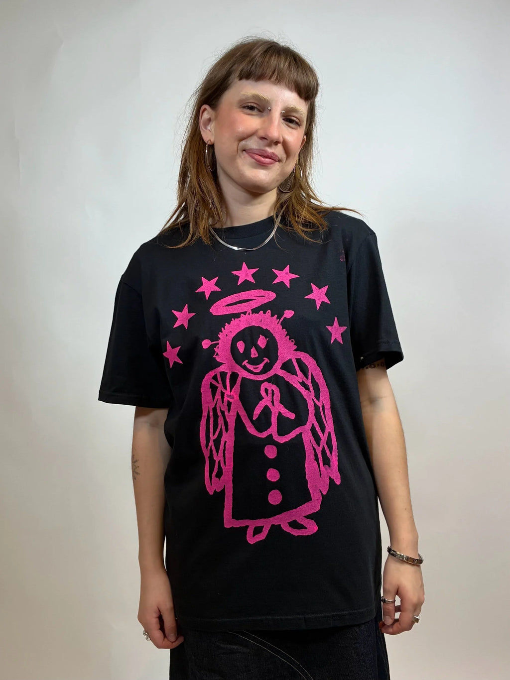 All Angels Are Aliens Pink Print Tee