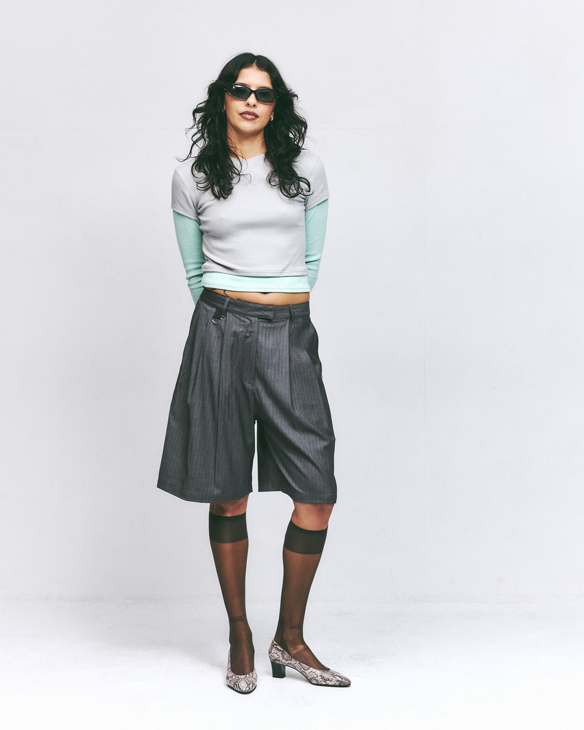 ESS BEE Pinstripe Suit Short (Grey)