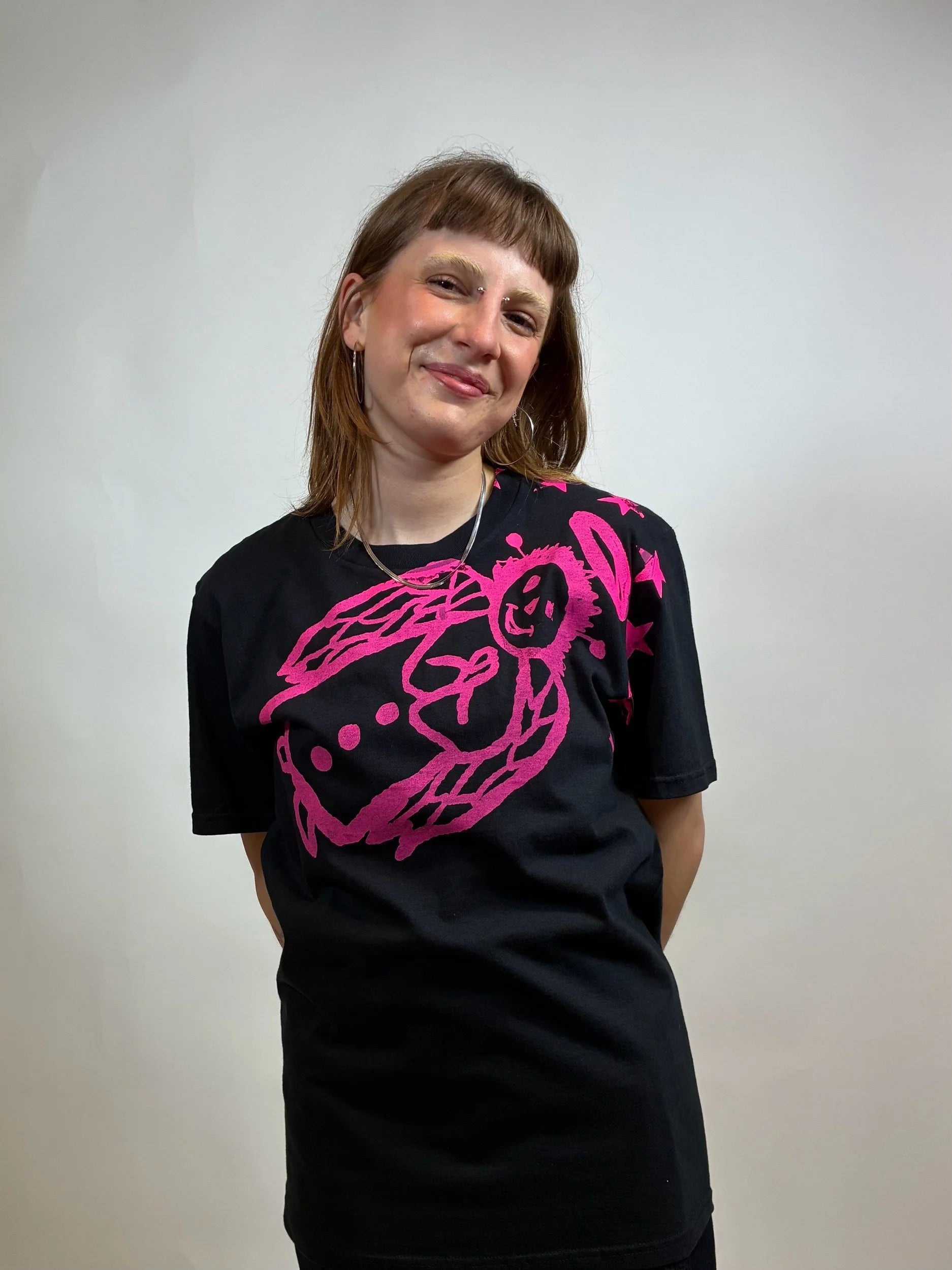 All Angels Are Aliens Pink Print Tee