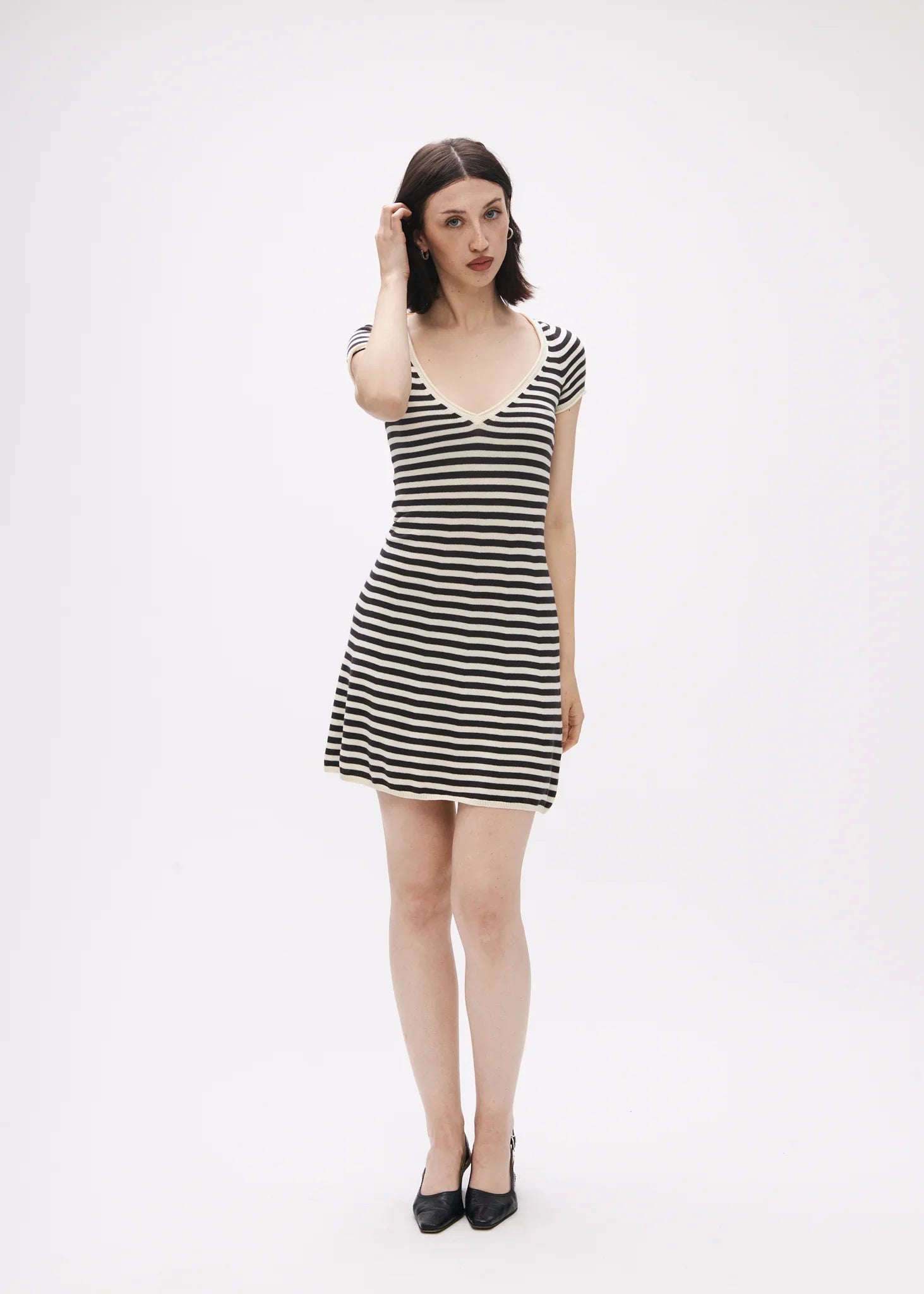 BRB Off The Hook Dress in Cream Stripe (size 1)