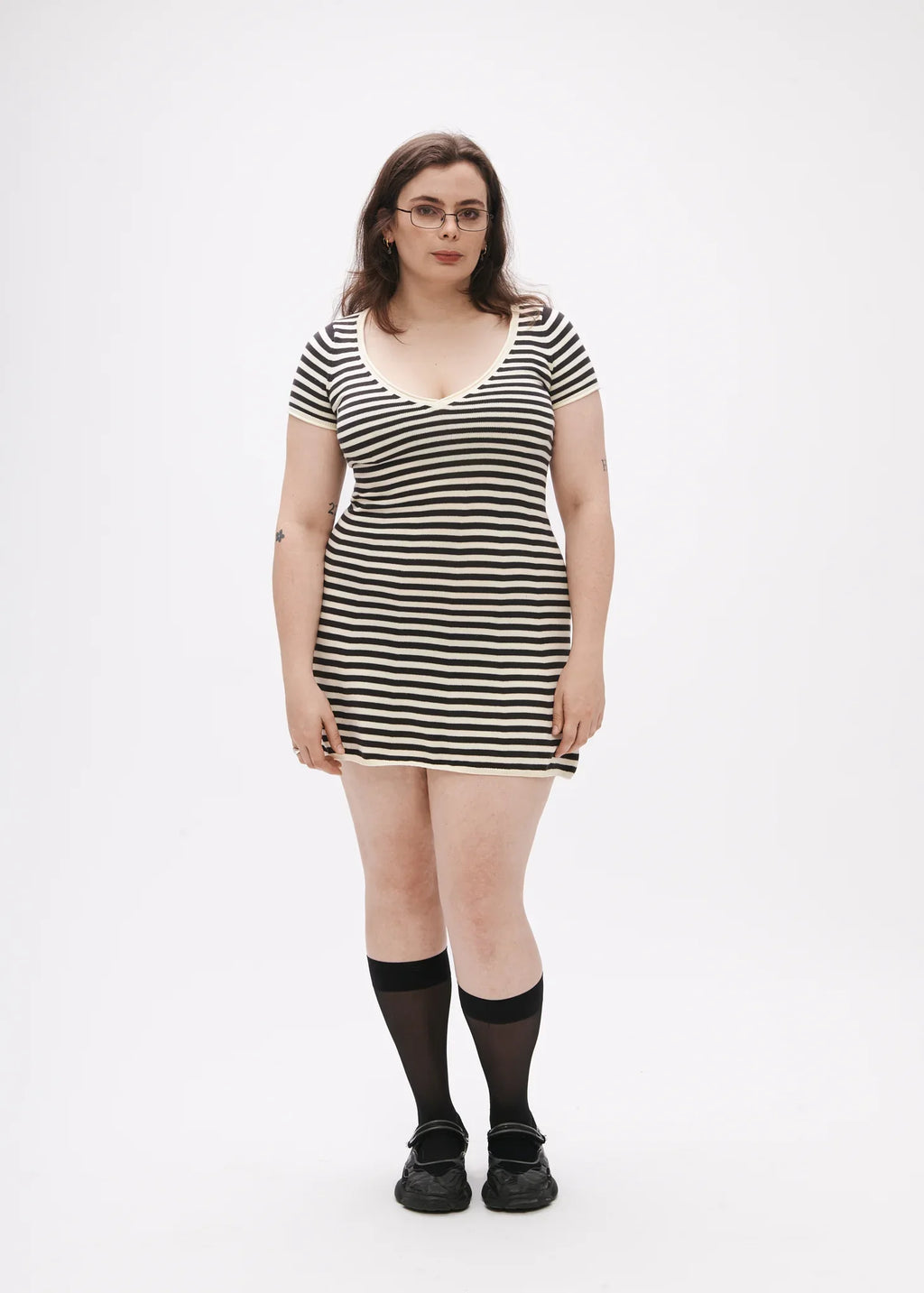 BRB Off The Hook Dress in Cream Stripe (size 1)