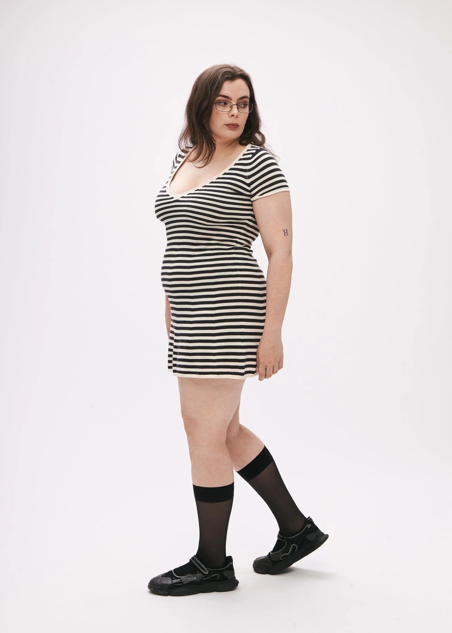 BRB Off The Hook Dress in Cream Stripe (size 1)