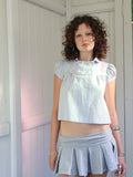 Obelia's Baby Button Top - Blue Stripe