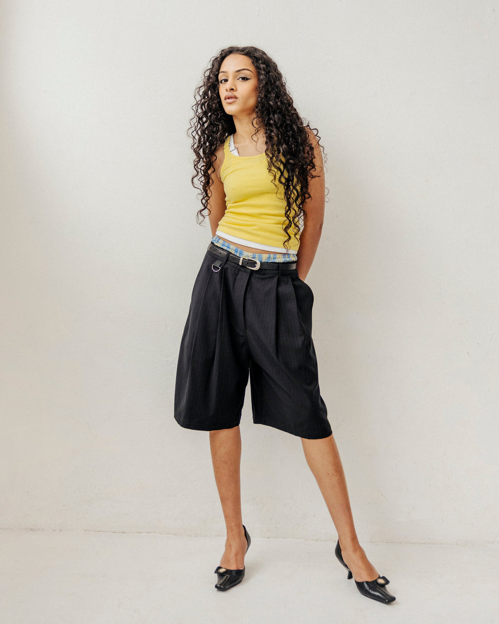 ESS BEE Pinstripe Suit Short (Black)