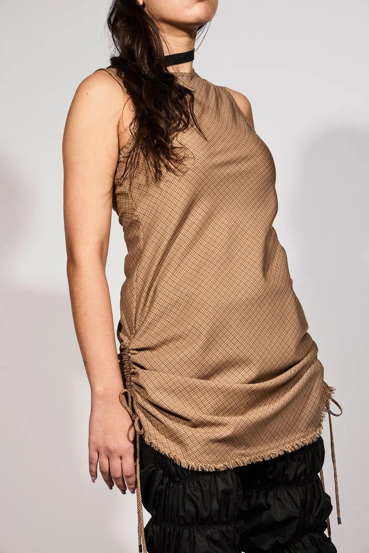 Katalyst Mini Bias Dress in Tan Check