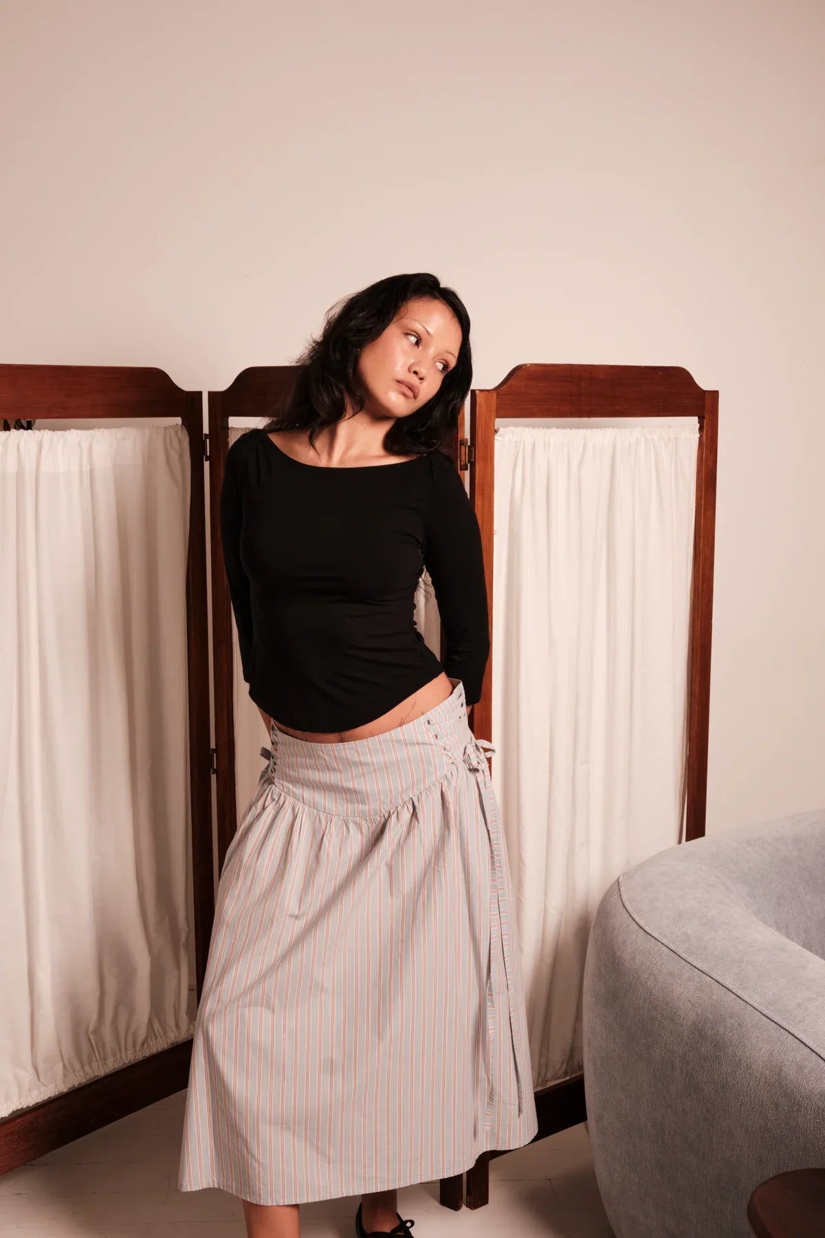 Obelia's Frances Skirt in Blue Stripe